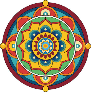 Sun Mandala Vector design, coloring page, uses for various 
