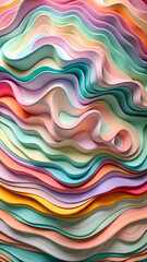 Abstract Paper Layers, Multicolored Waves, 3D Art Background with Copy Space

