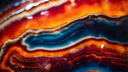 Vibrant Stripes of Polished Agate A Colorful Double Exposure Silhouette.