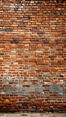 Naklejka premium Old Brick Wall, Rustic Red Bricks, Urban Texture with Copy Space