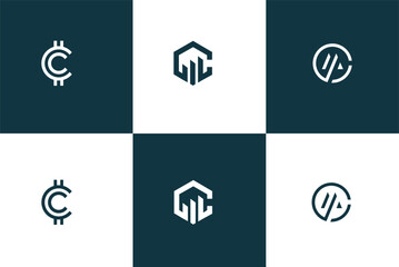 letter C Business and finance creative symbols set. Global banking, stock marketing abstract business logo concept. Growth arrow, success