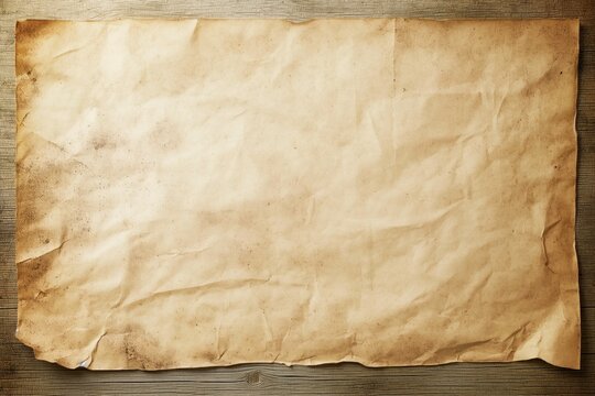 Close-up of aged paper with rough texture, curled edges, set against gradient background transitioning from light gray to dark shades, creating depth.