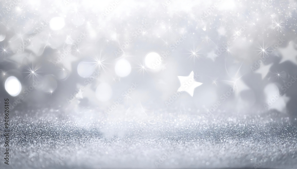 Poster abstract blur white and silver color background with star glittering light- a festive a_1(4)