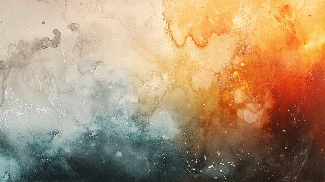 Photography of a watercolor artwork drying on a flat surface, with 4K detail showcasing the beautiful textures and the blending of colors as they settle on the paper 