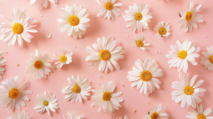 Obraz premium close-up daisy flower on a pink background