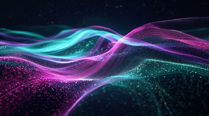 Fototapeta premium Close-up of aurora borealis with abstract, flowing green and purple lights