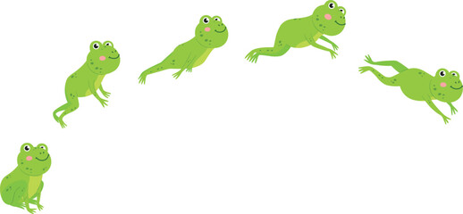 Jumping frog sequence. Animal leap movement animation