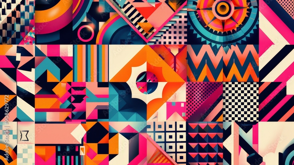 Fototapete geometric patterns in digital typography. describe how geometric patterns are used creatively in dig