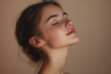 Fototapeta premium A close up of a girl's face with her eyes closed