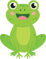 Happy frog. Green toad. Smiling animal character