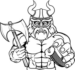 A viking man ice hockey sports team cartoon mascot