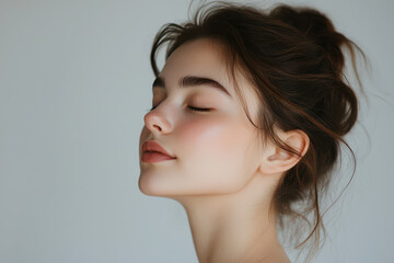Fototapeta premium A close up of a girl's face with her eyes closed