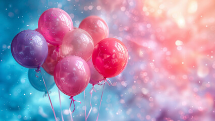 Party Balloons Background with Copy Space. Colourful Balloons for Birthday Parties
