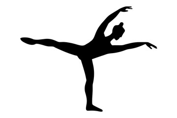 Fototapeta premium ダンスのポーズをするバレエダンサーの男性のシルエットイラスト 白背景の切り抜き