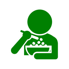 豆を食べる人のピクトグラムイラスト　白背景の切り抜き