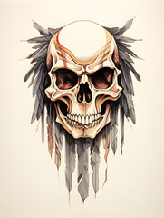 Obraz premium Hawk head skeleton lowbrow surrealist illustratration