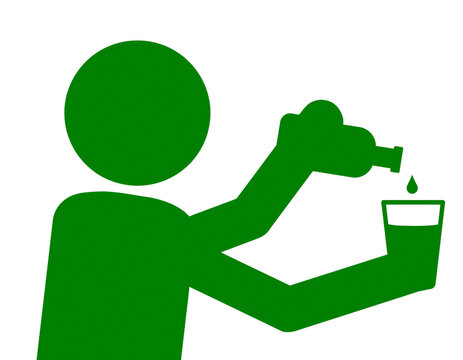 recommend clip art: グラスに水を注ぐ人のピクトグラムイラスト　白背景の切り抜き