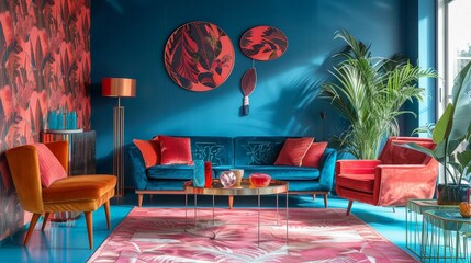 How can you use bold patterns and textures to enhance the retro style in your interiors