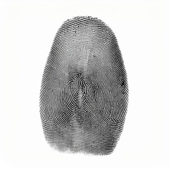 Fingerabdruck mit schwarzer Tinte isoliert in weißem Hintergrund