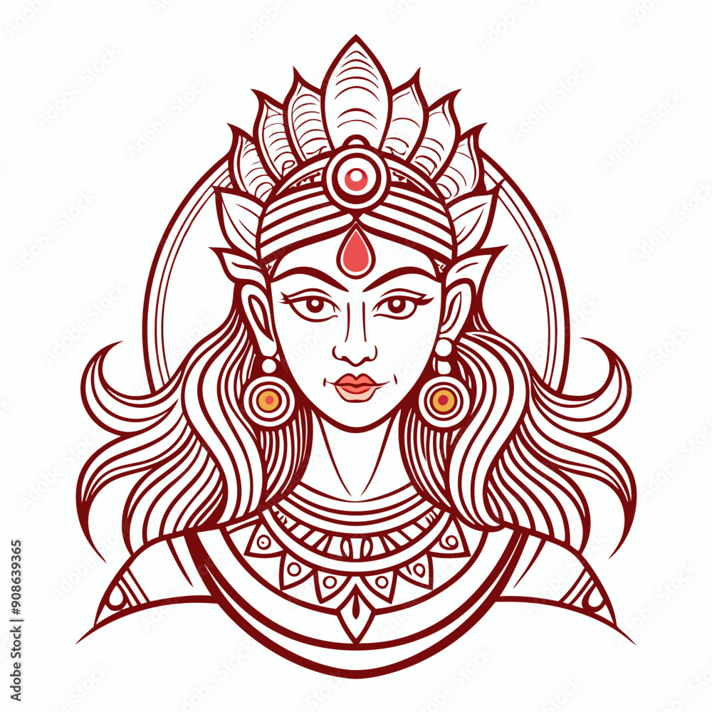 Wall mural navratri god design line art vector illustration