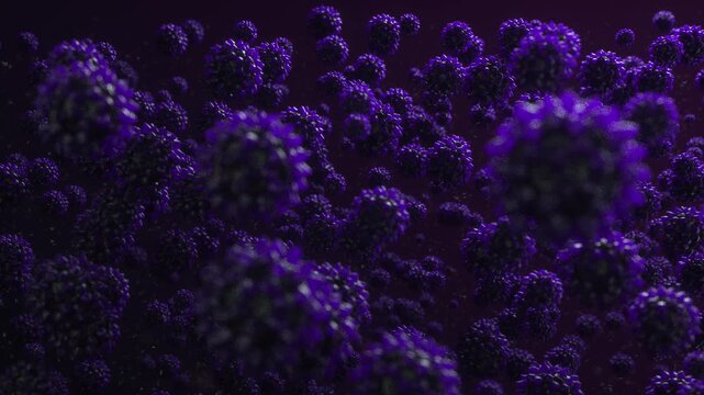 Purple Pneumonia coronavirus covid-19 close up