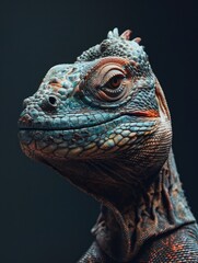 Fototapeta premium Detailed Close-up of Iguana with Textured Scales