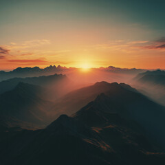 Obraz premium photography of a beautiful sunrise over a mountain range,nature