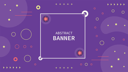 Abstract banner with various shapes and symbols. Vector illustration.