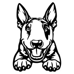 Peeking Bull Terrier - Dog lover owner gift - Dog cut file - Peeking Dog Cut Stencil