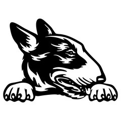 Peeking Bull Terrier - Dog lover owner gift - Dog cut file - Peeking Dog Cut Stencil