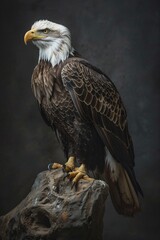 Digital painting of an american eagle on a dark background.