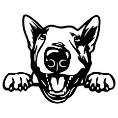 Peeking Bull Terrier - Dog lover owner gift - Dog cut file - Peeking Dog Cut Stencil