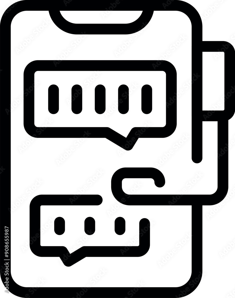 Poster smartphone displaying an instant messaging application with chat bubbles, representing communication