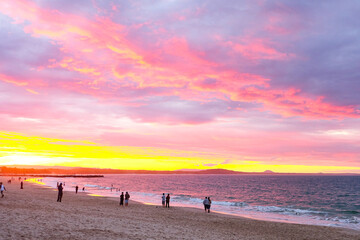 Gorgeous Sunset at Noosa Main beach, Sunshine Coast, Australia 