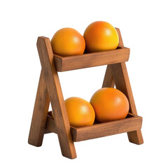 A wooden fruit stand for selling produce on transparent background