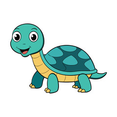 Adorable Turtle Cartoon Clipart Vector Illustration