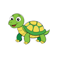 Adorable Turtle Cartoon Clipart Vector Illustration