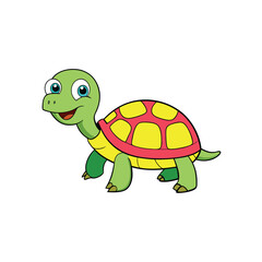 Adorable Turtle Cartoon Clipart Vector Illustration
