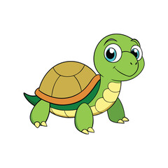 Adorable Turtle Cartoon Clipart Vector Illustration