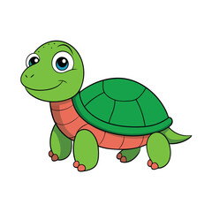 Adorable Turtle Cartoon Clipart Vector Illustration