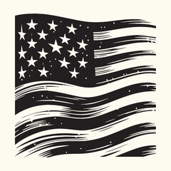 USA Flag Silhouette Vector Illustration 