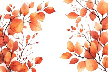 Watercolor Autumn Sale Banner with Leaves and Branches for Promotional Use