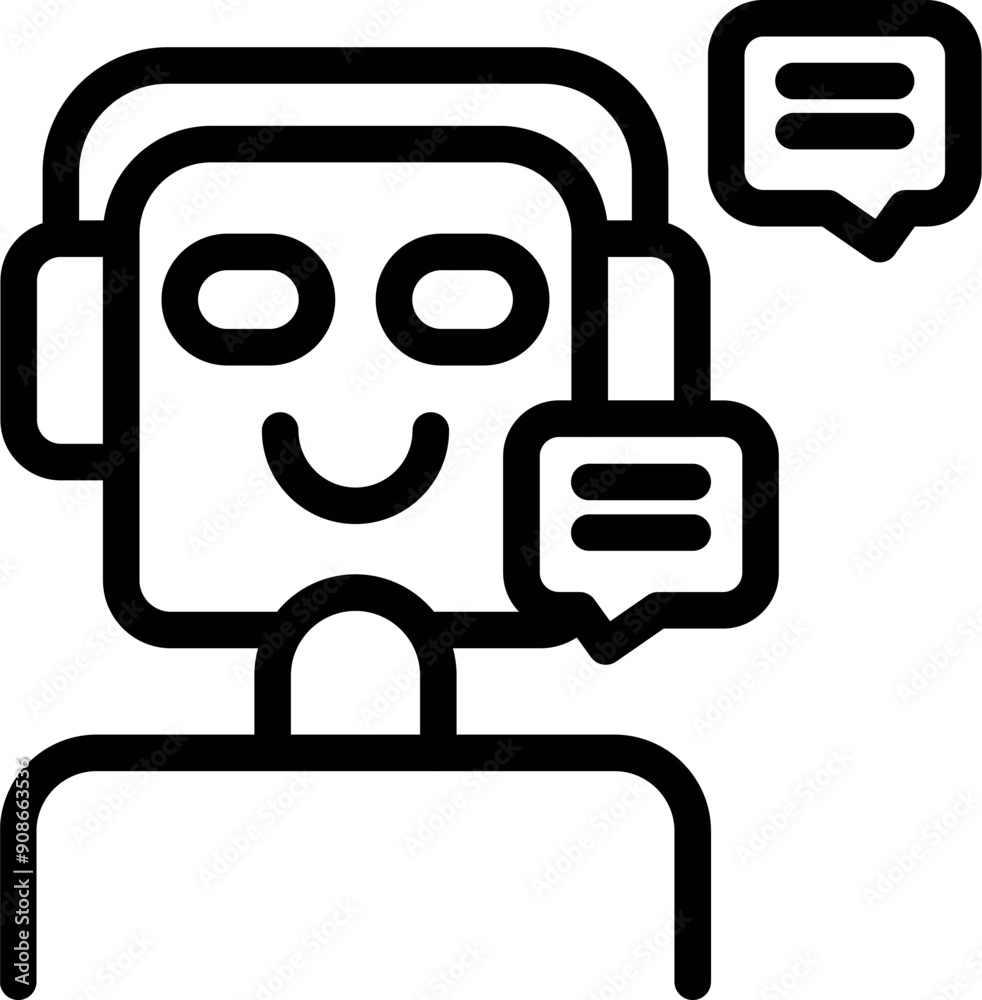 Poster friendly chatbot smiling and having a conversation using artificial intelligence
