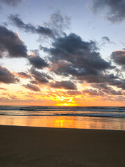 Sunset sunrise over the horizon, Fraser island, Queensland, Australia 
