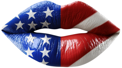 Red, White, and Blue Lips With Star Pattern