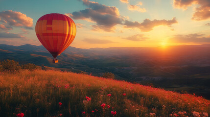 Fototapeta premium Flying hot air balloon close up