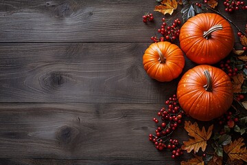 Autumn Still Life: Pumpkins and Berries Arrangement for Thanksgiving Greetings