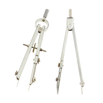 Different compasses isolated on transparent background. Hand delimiters or circinus, dividers