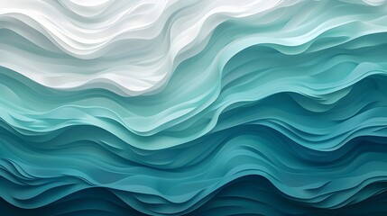 Fototapeta premium an ocean wave-inspired background with smooth, undulating lines in varying shades of turquoise, deep sea blue, and white, mimicking the movement of water. abstract design