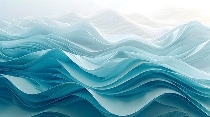 Obraz premium an ocean wave-inspired background with smooth, undulating lines in varying shades of turquoise, deep sea blue, and white, mimicking the movement of water. abstract design